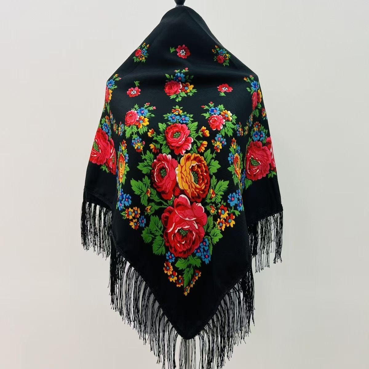 Bandana Cotton - 120*120cm luxo floral russo nacional lenço