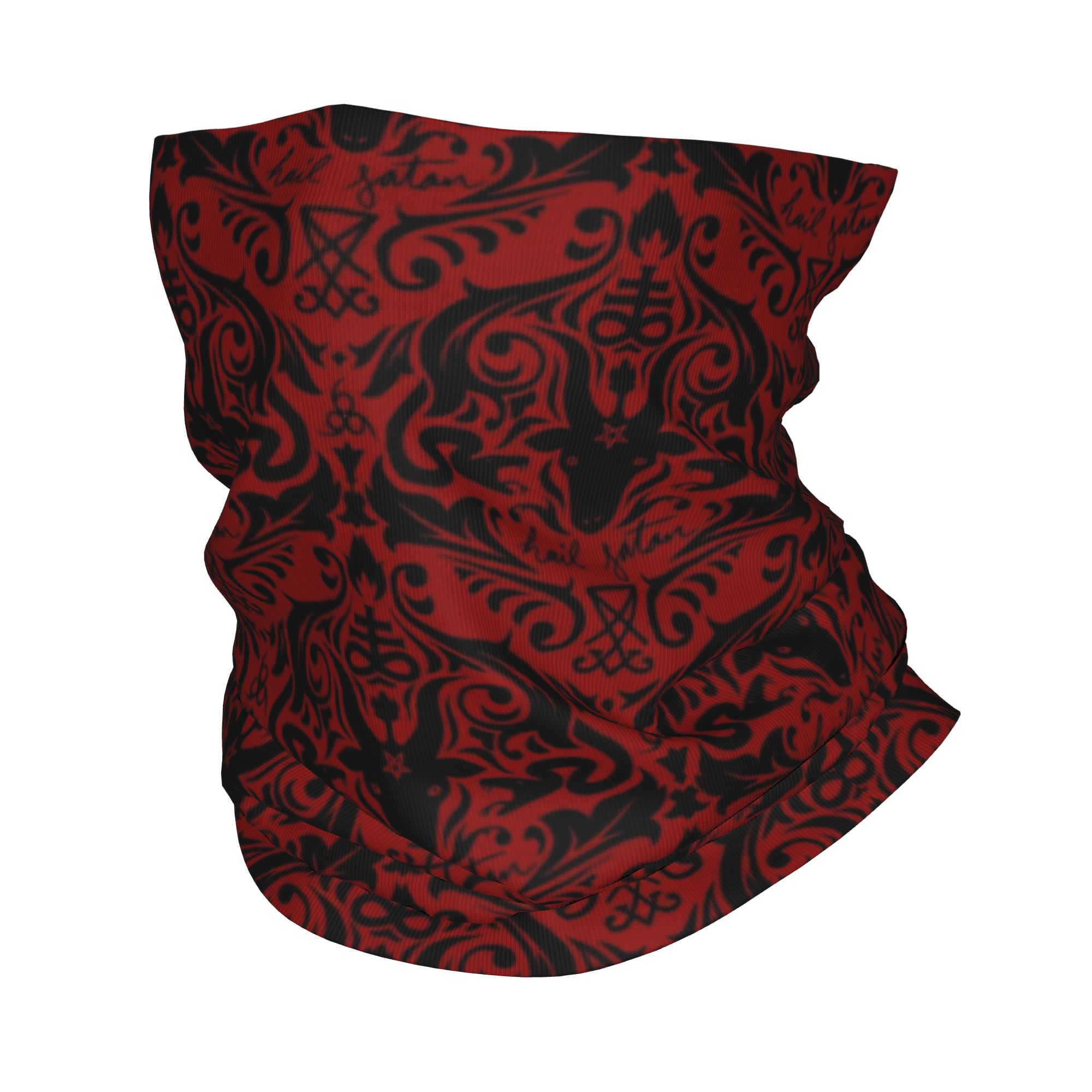 Neck Warmer Tube - Baphomet damasco granizo satanás preto vermelho