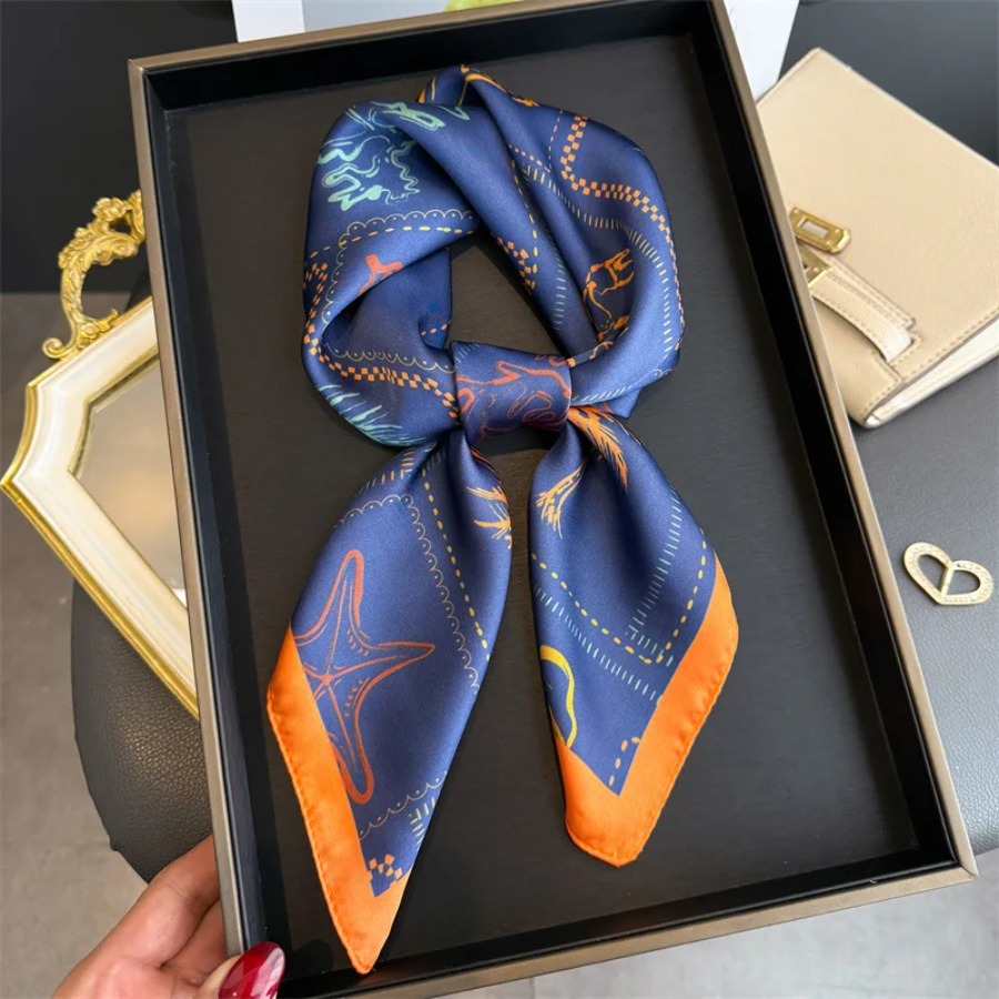 Bandana Cotton - Lenço Quadrado de Seda Estampado Azul