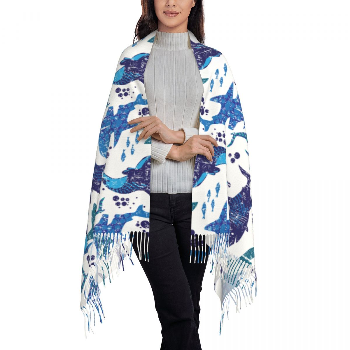 Tubarão subaquático mundo ocea - Pashmina Wrap Large avaliação e preço