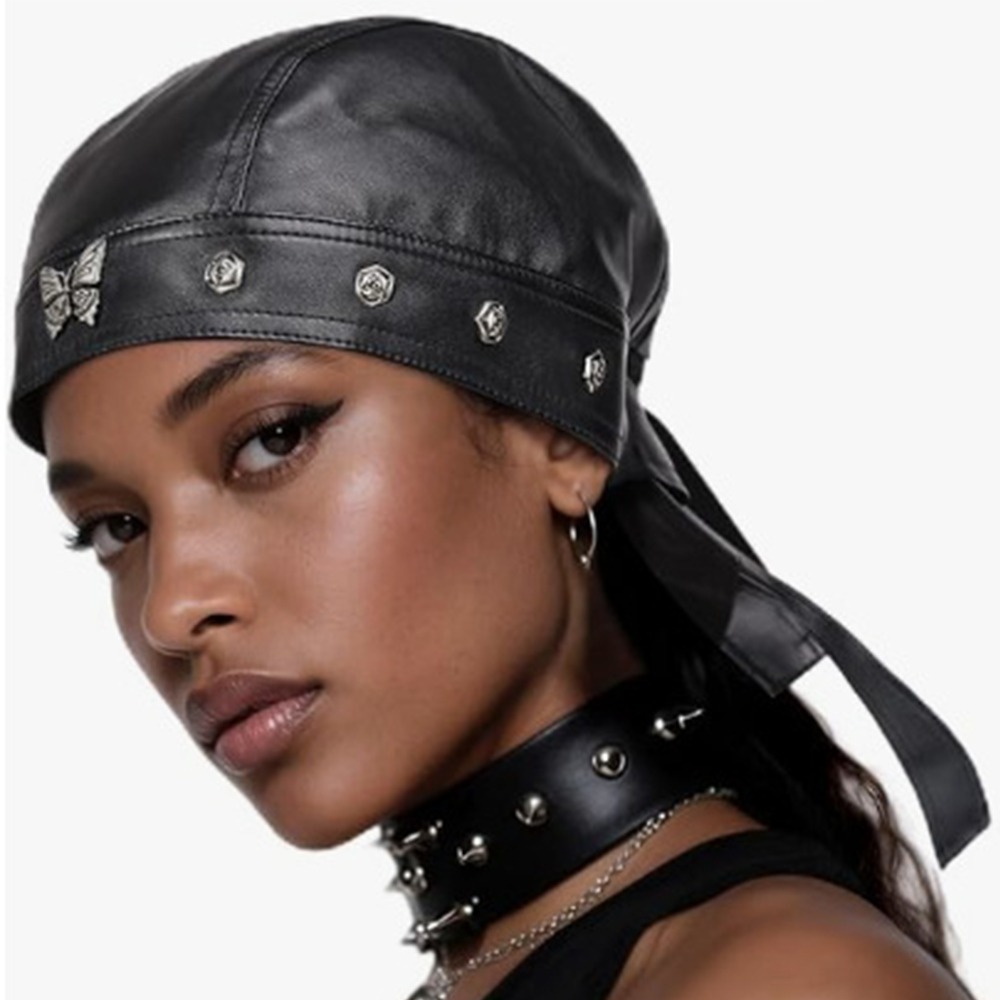 Novo boné de couro pu preto pa - Bandana Doo Rag avaliação e preço