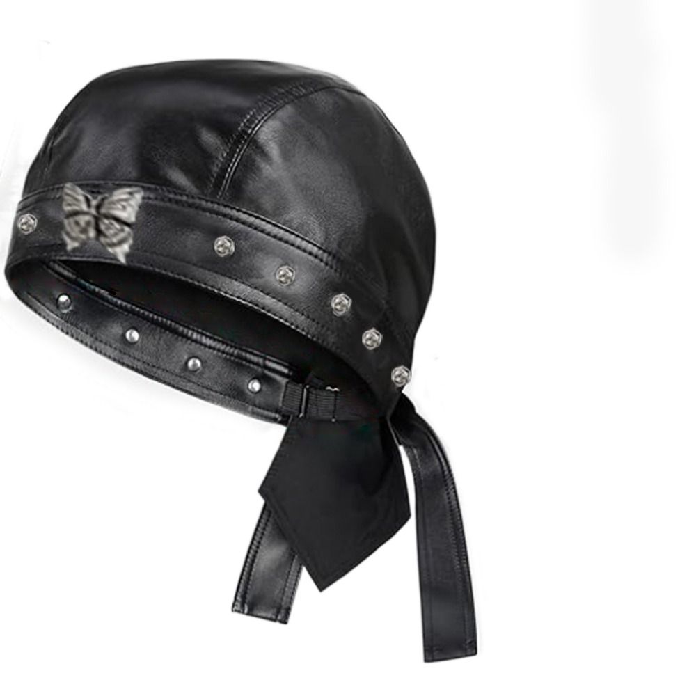 Novo boné de couro pu preto pa - Bandana Doo Rag avaliação e preço